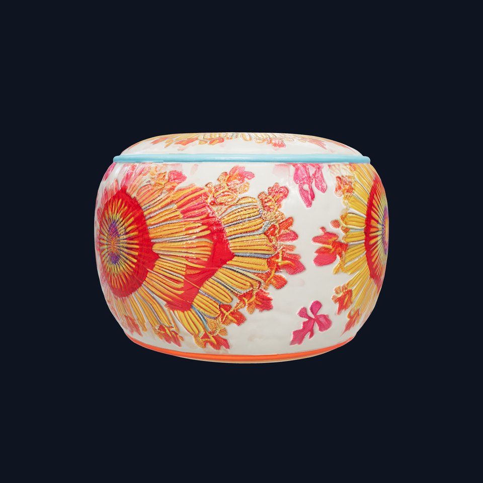 Colorful Embroidered Pouf Model Pack